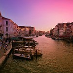 Pinky sunset colors along the Grand Canal of Venezia