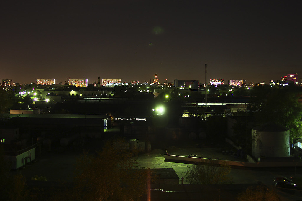 : Moscow night. Industrial zone.