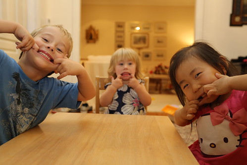Funny faces at Thanksgiving dinner