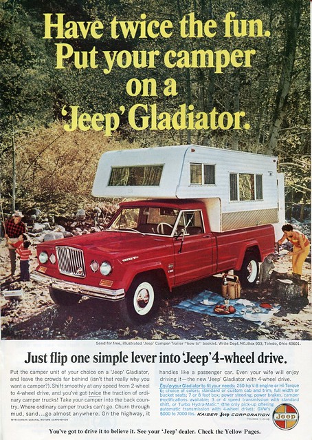 advertising jeep ad july 1966 national gladiator