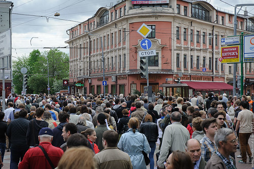 A huge number of people in the center of Moscow. ©  Evgeniy Isaev