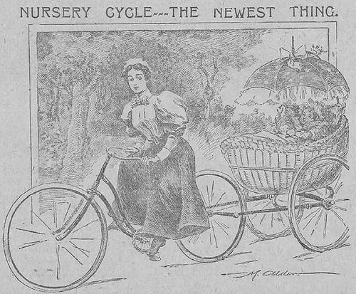 The Journal page on cycling 1896 - detail, bike with trailer for baby ©  Michael Neubert