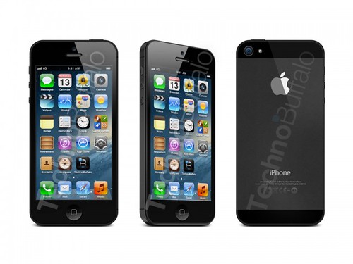 iphone 5 black - front, side and back views