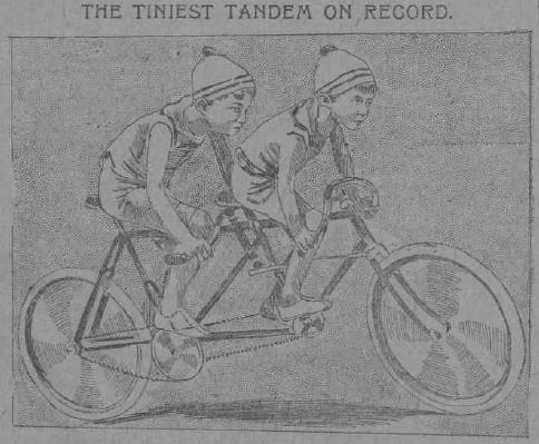 : The Journal page on cycling 1896 - detail, child's tandem