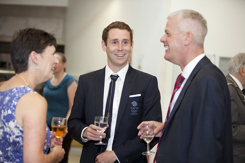Team GB member and former Childs Hall resident Jonty Clarke with the Vice-Chancellor
