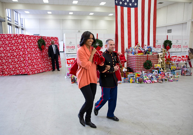 First Lady Michelle Obama Delivers Toys and Holiday Cheer
