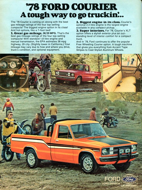ford car truck may pickup advertisement and driver 1978 courier