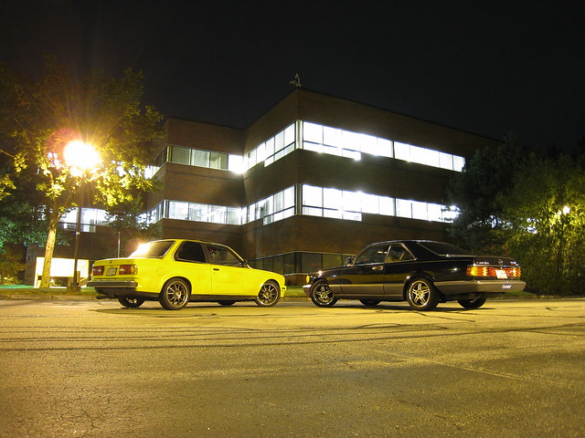 park black yellow night mercedes benz drive office long exposure shot no massachusetts 1988 newengland competition business mercedesbenz bmw 1991 mass sec rims apollo 325 complex coupe longer e30 chelmsford 560 5speed stepsisters w126 325e voxx 560sec 1988bmw 1991mercedes w126coupe