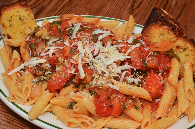 Mmm... penne rigate with fresh sauce and cheeses