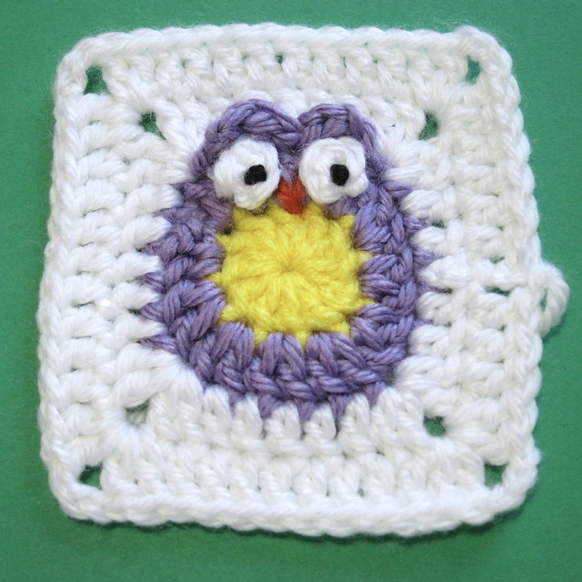 owl granny square free crochet pattern afghan block 4 inches