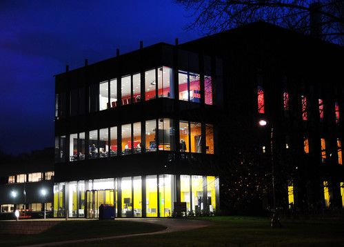 The Hopkins building at night