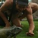 Roy se divertindo com as iguanas