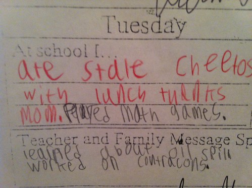 At school I...ate stale Cheetos with lunch thanks Mom.