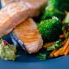Salmon with fruit and vegetables
