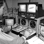 Controlling the cameras at Carter-Finley; 1970s