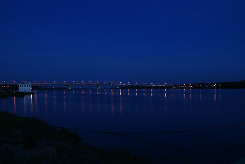 Night view to the Volgskiy bridge over Volga ©  SergeyRod