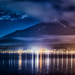 Mount Fuji at night from Yamanaka lake