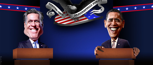 Barack Obama vs Mitt Romney in Denver Pr by DonkeyHotey, on Flickr