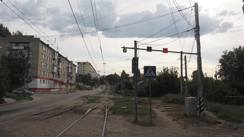 : Saratov tram switch with sign