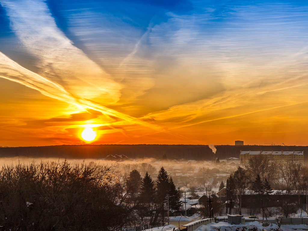 : sunrise over Novosibirsk