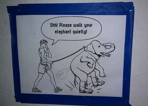 Shh! Please walk your elephant quietly!