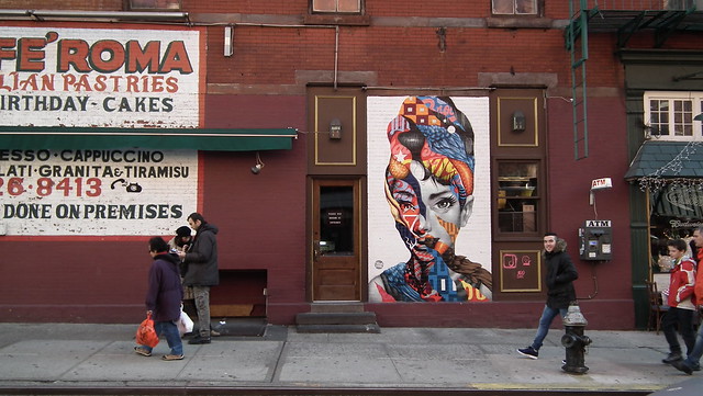 Awesome Audrey Hepburn wall art, Little Italy, NYC, December 2014