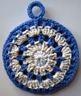 Blue Mandala Crocheted Potholder