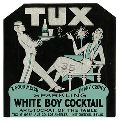 White Boy Cocktail label, Tux brand, Lehmann Printing and Lithographing Co.