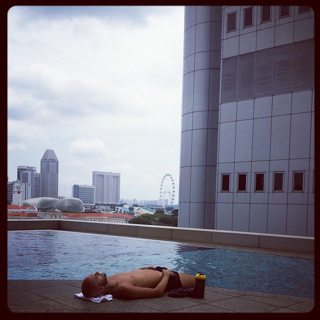 #Sun #pool and a #view 22/02/15. #Fitnessfirst #OGS #Tanning #Swimming #Water #Man #Fitness #Building #Singapore #Flyer