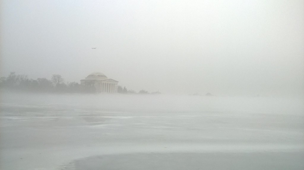 : Fog over tidal basin on commute home
