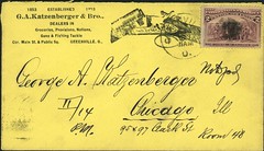 ENVELOPE FOR LETTER TO GEORGE A. KATZENBERGER FROM GREENVILLE TO CHICAGO: 1893