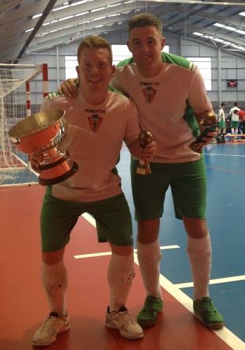 Chris Sheehan & Kyle Ferguson with the FAW Futsal Cup.