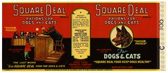 Rations for cats and dogs label, Square Deal Brand, Lehmann Printing and Lithographing Co.