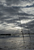 Sunset Coucher de soleil - Cap Ferret Bassin dArcachon Ocean Pecheur Fisherman Beach Plage Waves Vagues Water Eau - Picture Image Photography