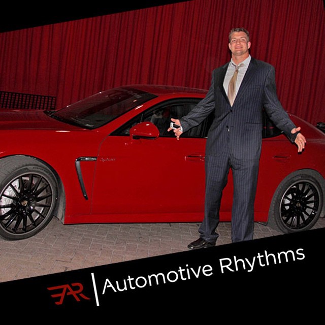 #TBT -- @AutomotiveRhythms would like to congratulate The Gronk and the #Patriots on their journey to Super Bowl XLIX. Seen here is Rob during our Porsche Panamera Super Bowl Experience in New Orleans. #SBXLIX #AutomotiveRhythms