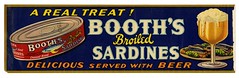 Broiled sardines label, Booth's, Lehmann Printing and Lithographing Co.
