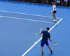 Andy Murray on the practice court with coach Amelie Mauresmo.
