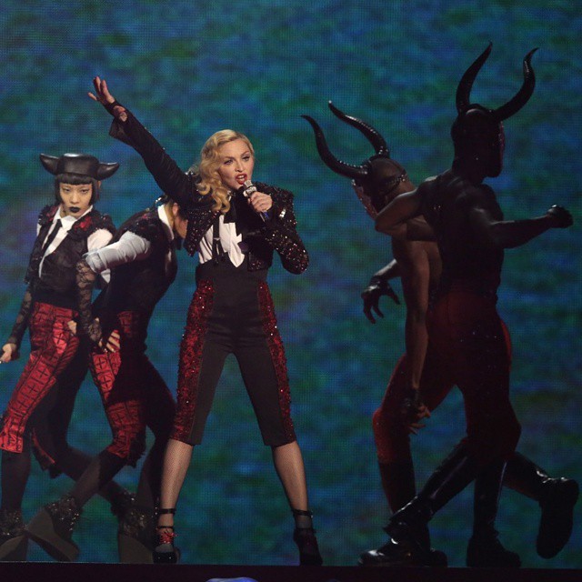 #MadonnaBRITS2015 @madonna performs #livingforlove from #rebelheart. #superstar #madonna #dance #icon #iconic