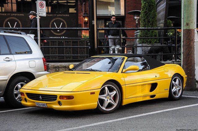yellow vancouver convertible yaletown supercar roadster ferrarif355spider