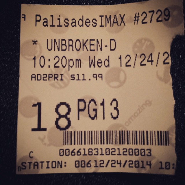 Happening now! #Unbroken !!! #ChristmasEve #movie with the family! ☺️🎄👍 #merry #christmas