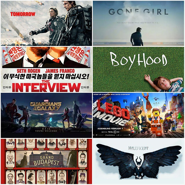 Heres my #TopMovies in 2014. They are great movies to kick start 2015:  Maleficent has some flaws in plot and script but, boy, Angelina Jolies performance is flawless.   Lego & Boyhood are excellent films, I am sure they will be the biggest winners in t