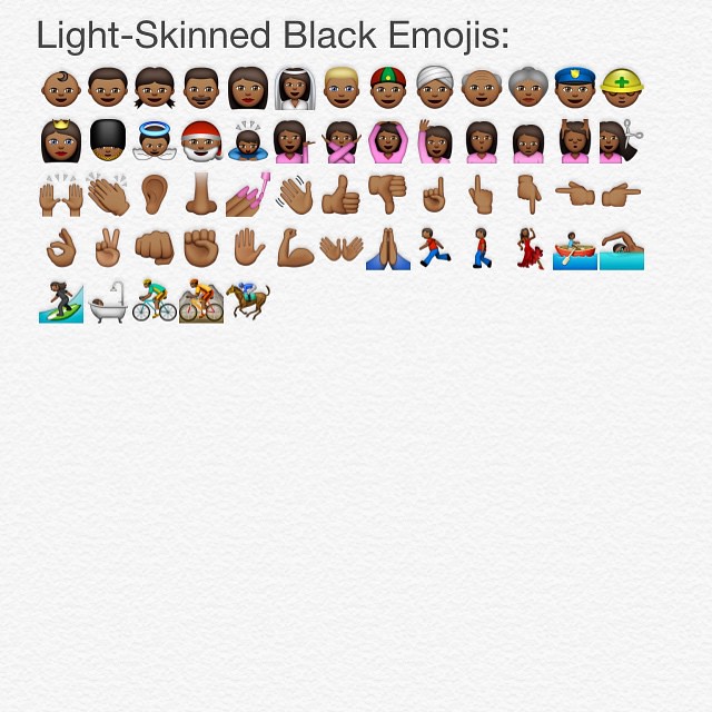 All the light-skinned black emojis in iOS 8.3 #newemojis