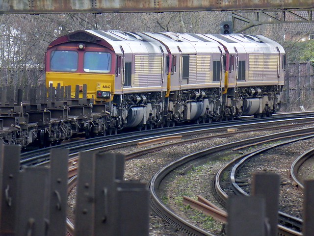 66132 66070 and 66147 Dollands Moor to Scunthorpe 4E26 empty steel