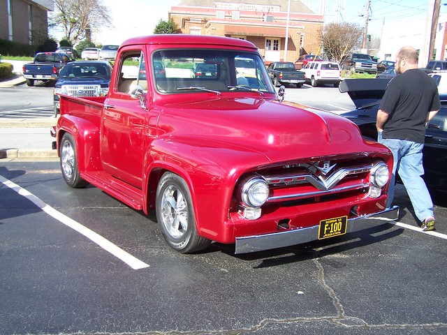 red ford 1955 pickup f100
