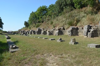 The large Stoa built in the 4th century BC, it is the best preserved monument from the Classical period in the Agora and was used up to the 2nd Century AD, Apollonia, Albania