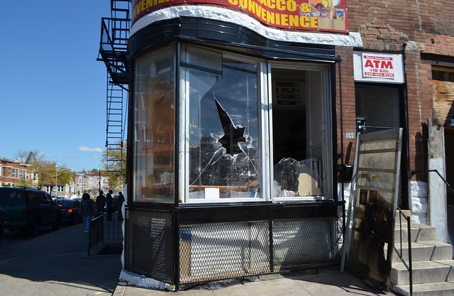 BALTIMORE RIOT - Looted Store - W. North and N. Fulton Avenues -  April 28, 2015