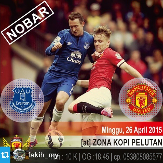 Lokasi Nobar: Info @fakih_my Nobar BPL Game Week 34 with United Indonesia #Pemalang: Everton vs Man. United | Minggu, 26 April 2015 | O.G: 18.45 WIB / K.O: 19.30 WIB | At Zona Kopi, Pelutan | Htm 10rb (snack & drink) | DC: All About MUFC/UI/UIPml. More in