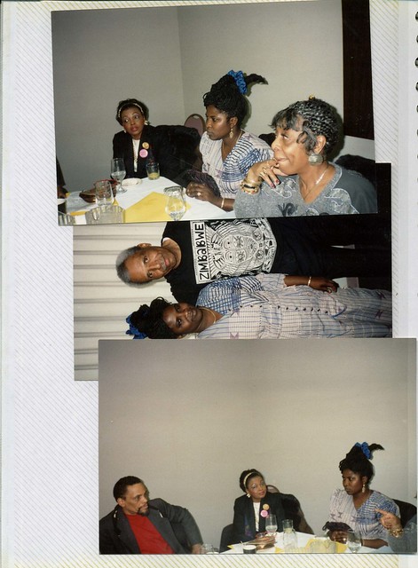 Tess Onwueme with Michael Parker and Abena Joan Brown at the International Conference on Black Women Writers of Magic Realism, 1992