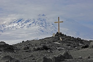 Memorial Cross Wind Vane Hill Cape Evans Mt Erebus Ross Island Antarctica
