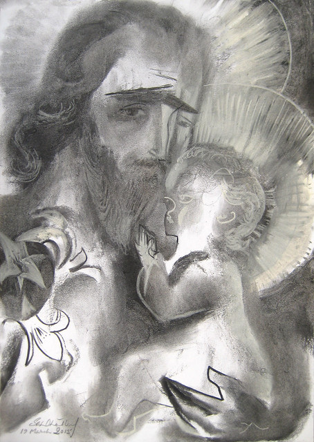 Saint Joseph & The Infant Christ 2015  by Stephen B Whatley